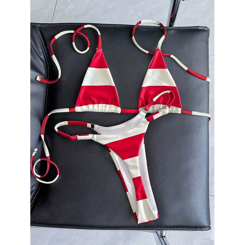 Triangle Halter Bikini Set with Side-Tie High-Cut Bottom
