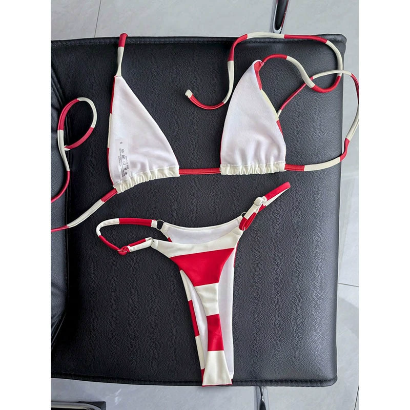 Triangle Halter Bikini Set with Side-Tie High-Cut Bottom