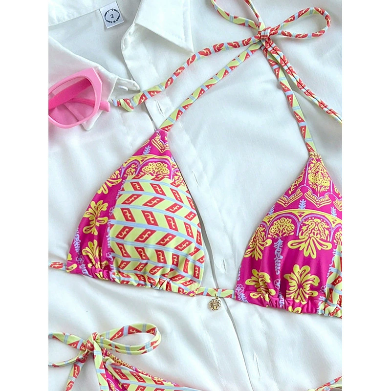 Two-Piece String Bikini Set with Triangle Top view 3