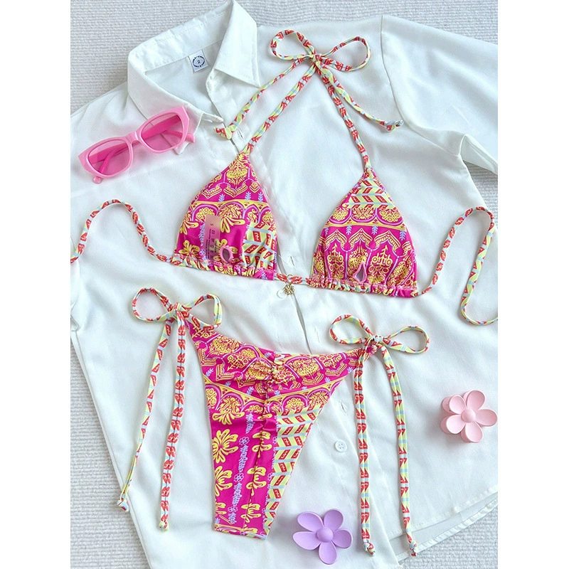 Two-Piece String Bikini Set with Triangle Top view 5