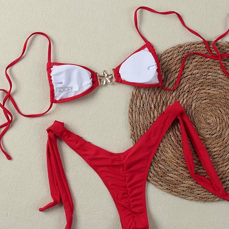 Two-Piece Bikini Set with Metal Clasp and Tie-Side Bottoms view 4