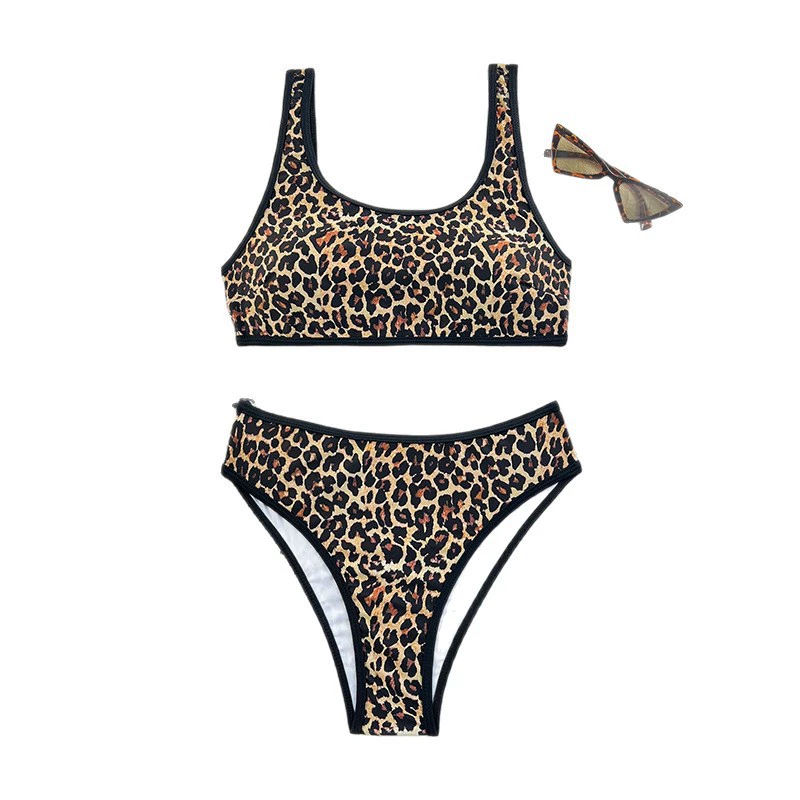 Two-Piece Bikini Set with Scoop Neck and High-Waisted Bottom view 5