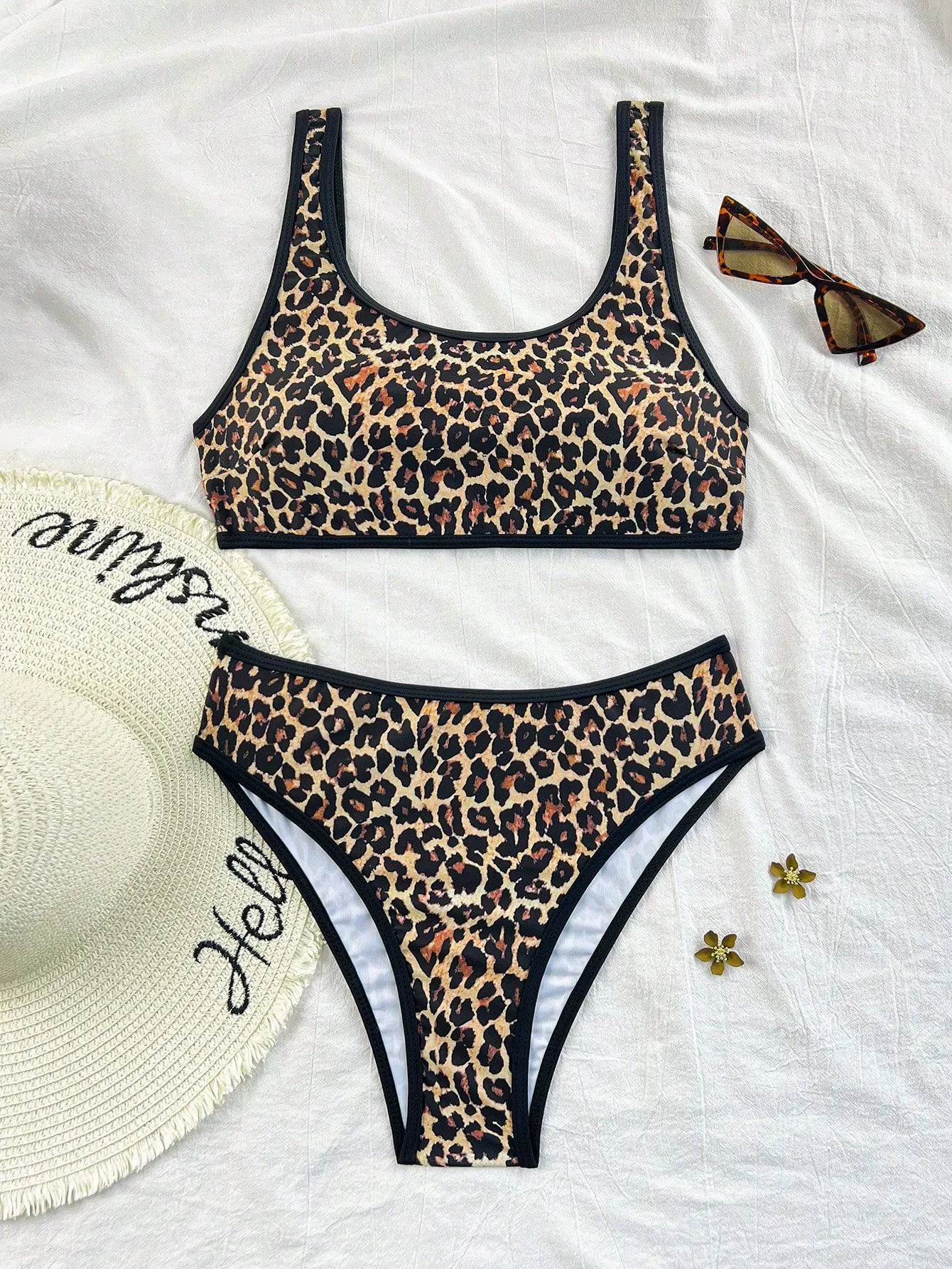 Two-Piece Bikini Set with Scoop Neck and High-Waisted Bottom view 6