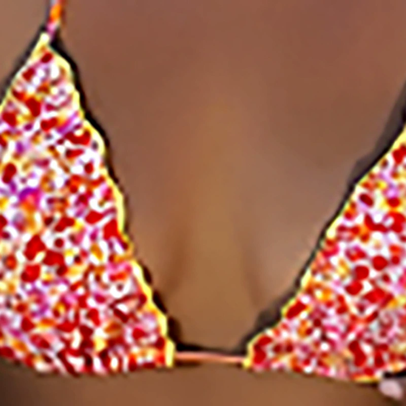 Halter Triangle Bikini with Scalloped Trim and Side Ties view 3