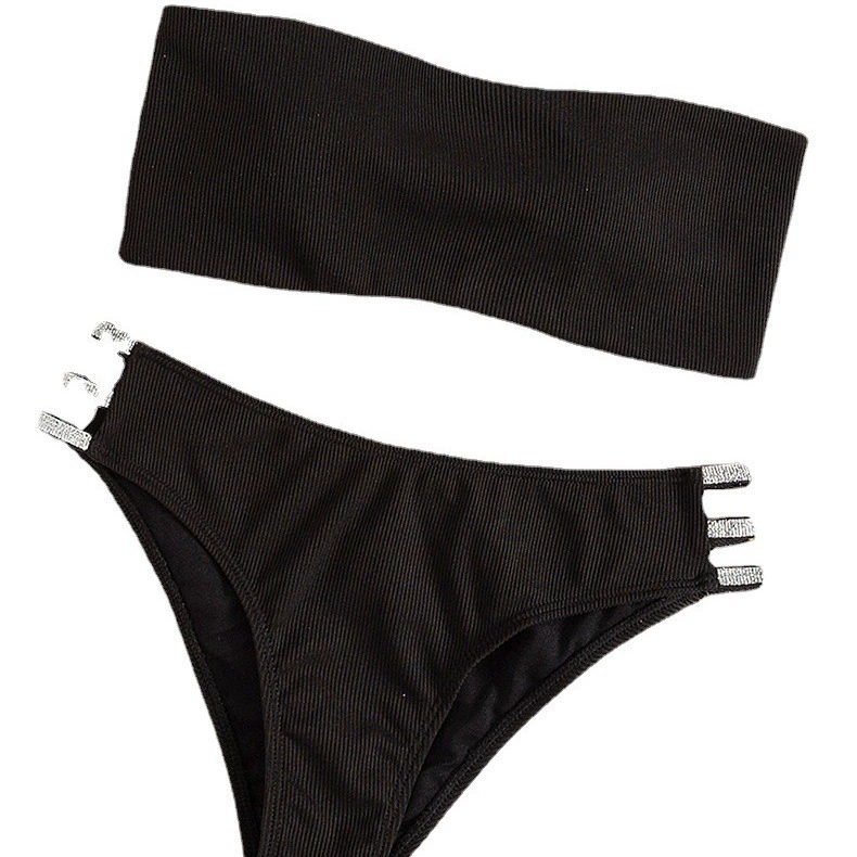Strapless Bandeau Bikini Set with High-Waisted Strappy Bottom view 5