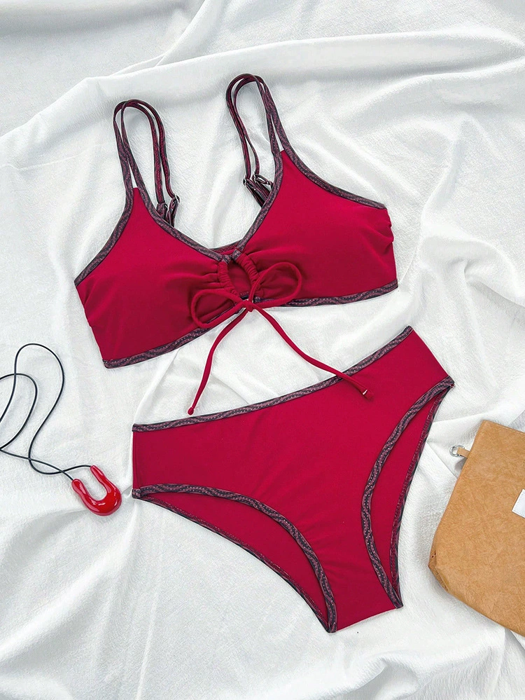Two-Piece Bikini Set with Front Tie and Adjustable Straps view 5
