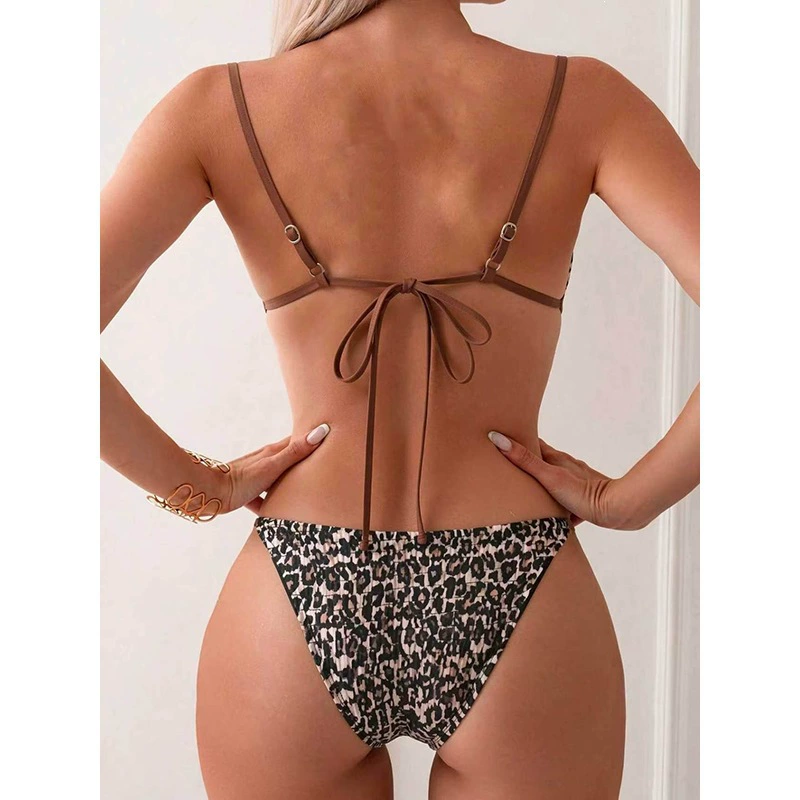 Two-Piece Triangle Cup Bikini Set with High-Cut Bottoms