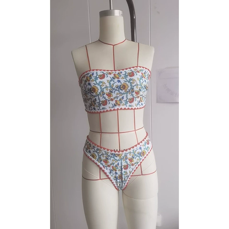 Halter Bandeau Bikini Set with Lace-Up Back view 5