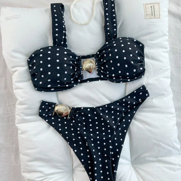 Women’s Shell Detail Bikini Set with Adjustable Straps
