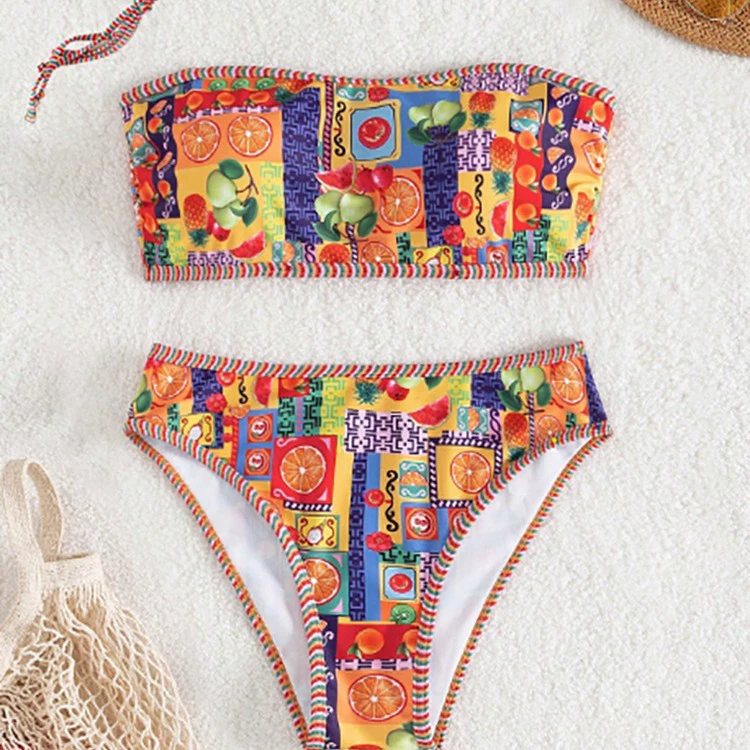 Strapless Tie-Front Bandeau Bikini Set view 4