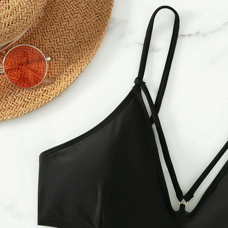 Strappy Bikini Set with High-Waisted Bottom view 3