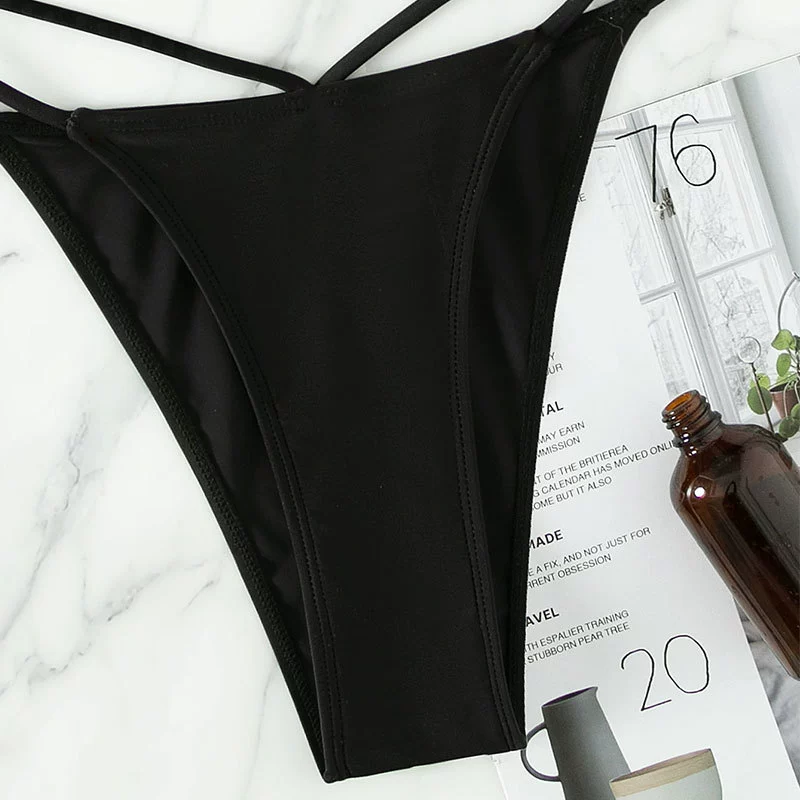 Strappy Bikini Set with High-Waisted Bottom view 4
