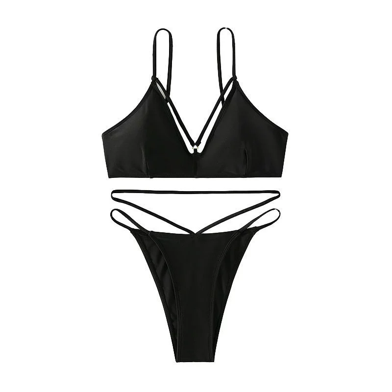 Strappy Bikini Set with High-Waisted Bottom view 5