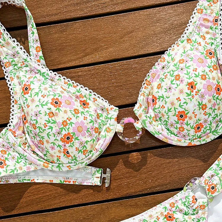 Two-Piece Underwire Bikini with Side-Tie Bottoms view 3