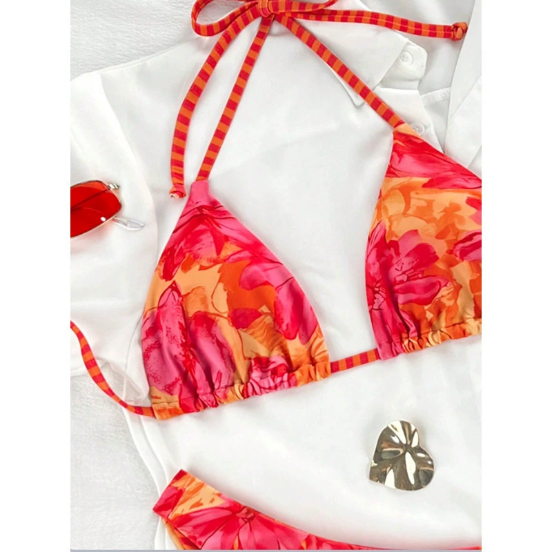 Triangle Halter Bikini Set with Side-Tie Low-Rise Bottom view 3