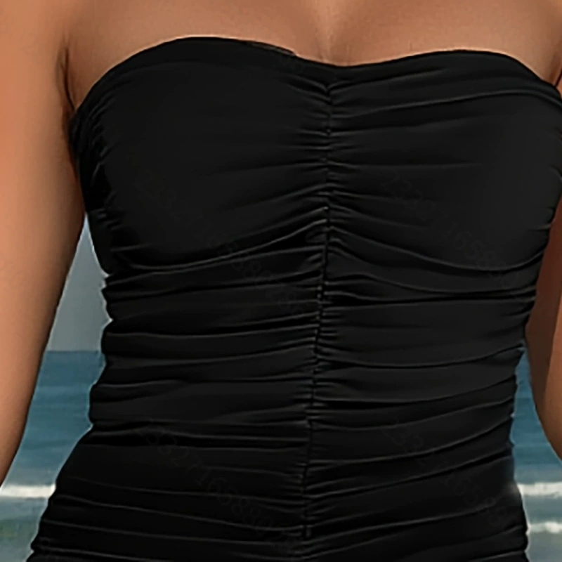Ruched Bandeau Bikini Set with High-Cut Bottoms view 4