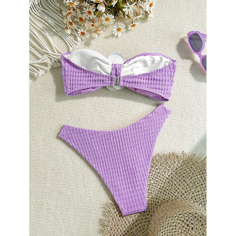 Two-Piece Strapless Bandeau Bikini Set with High-Cut Bottom view 4