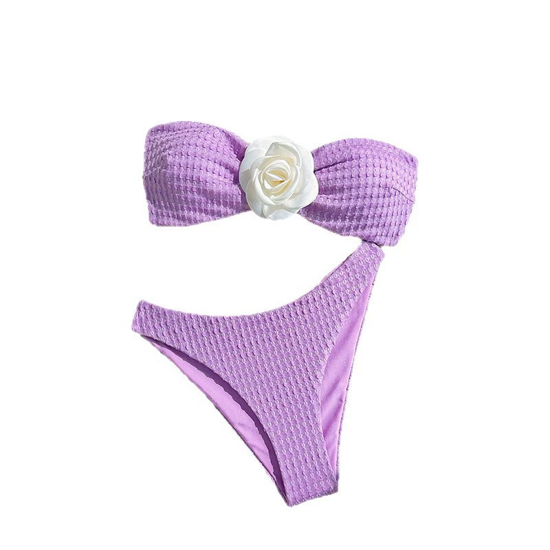 Two-Piece Strapless Bandeau Bikini Set with High-Cut Bottom view 5