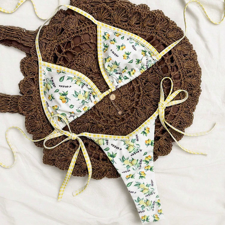 String Triangle Bikini Set with Tie-Side Bottom