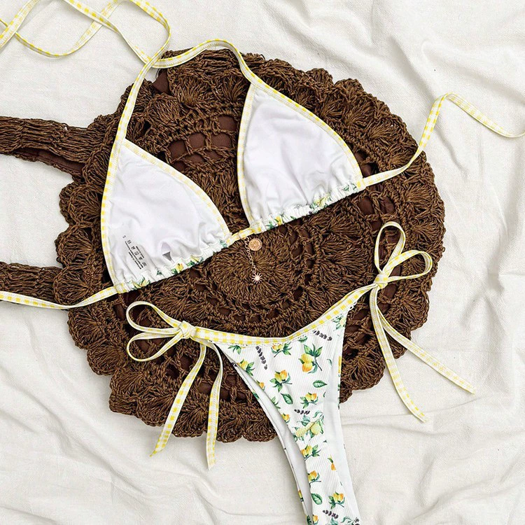 String Triangle Bikini Set with Tie-Side Bottom view 4
