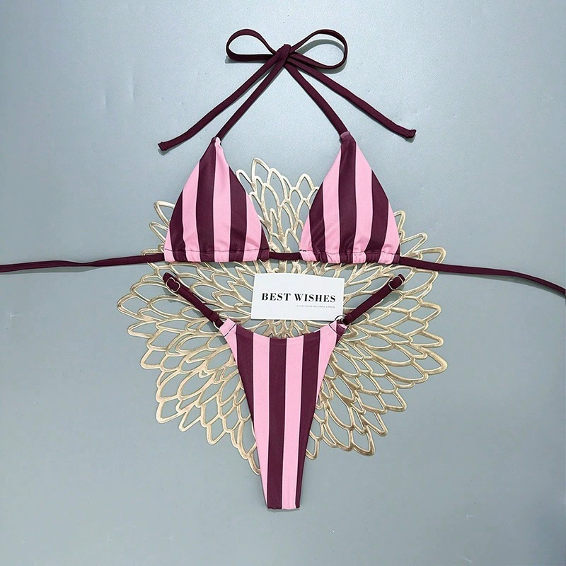 Triangle Top Bikini Set with Halter Neck and Side Ties