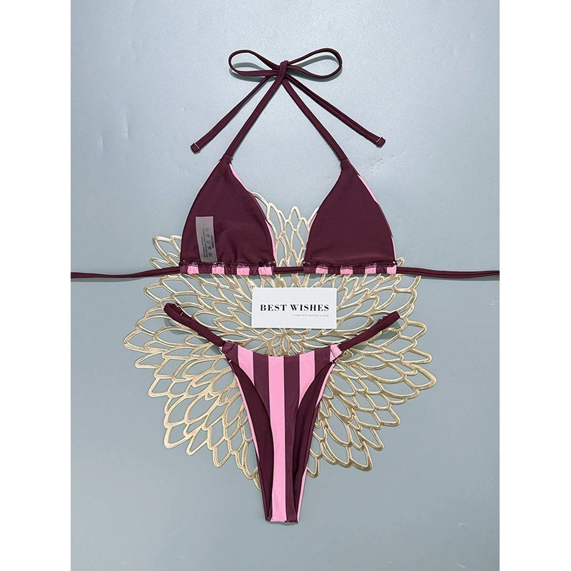 Triangle Top Bikini Set with Halter Neck and Side Ties view 3
