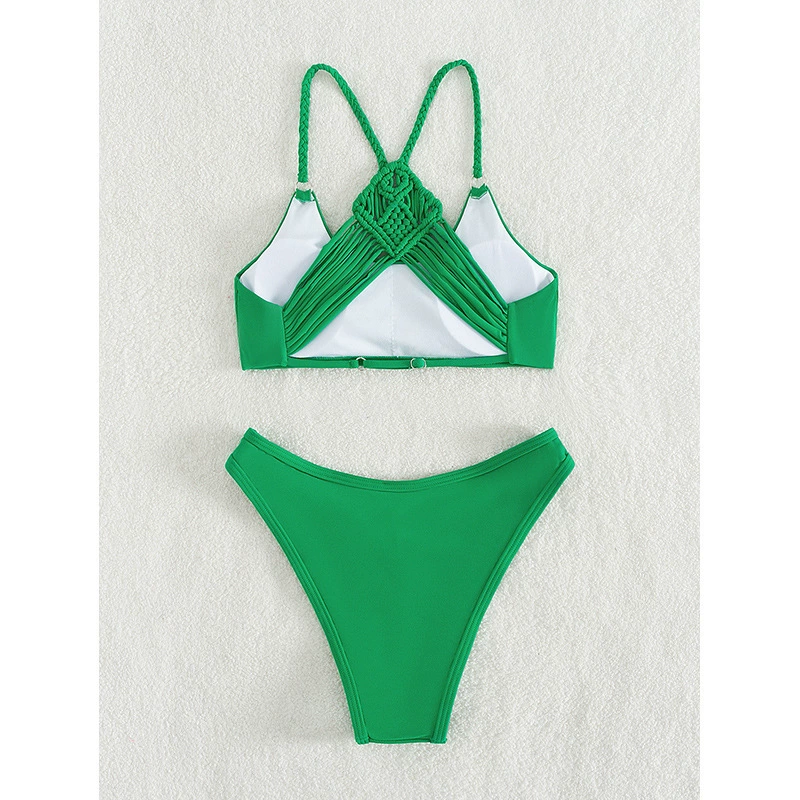 Two-Piece Bikini Set with Macrame Back and V-Cut Bottoms view 3
