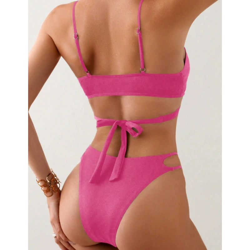 Two-Piece Bikini Set with Wrap Top and Cutout Bottom view 4