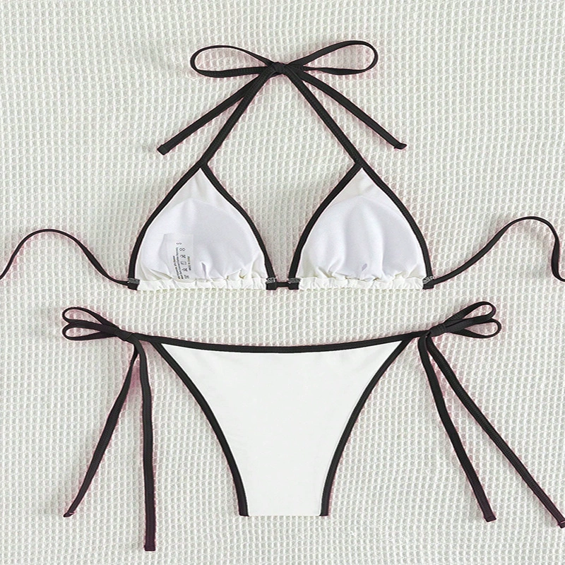 Triangle Halter Bikini Set with Side Tie Bottom view 3
