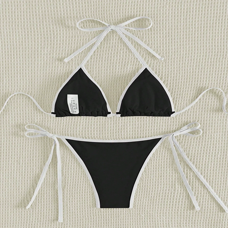 Triangle Halter Bikini Set with Side Tie Bottom view 4