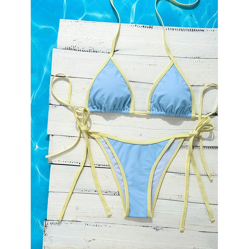 Triangle Halter Bikini Set with Side Tie Bottom view 9