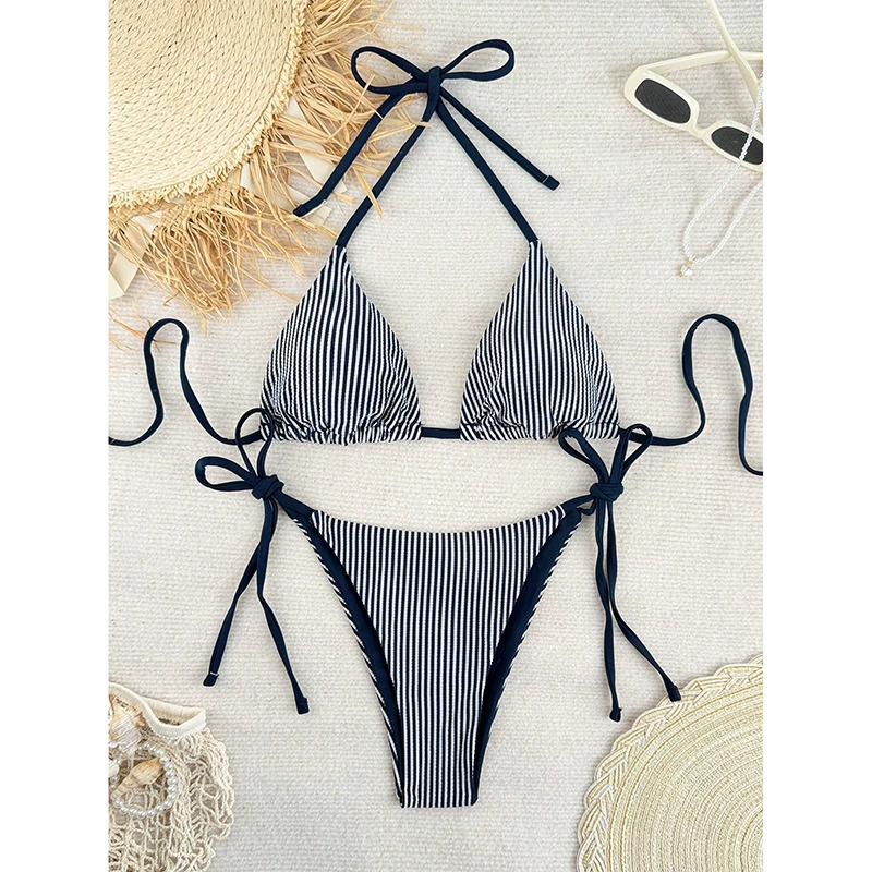 Halter Triangle Bikini Set with Side Tie Bottom view 4