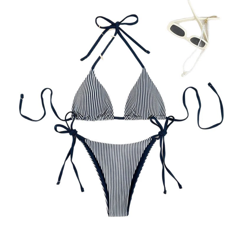 Halter Triangle Bikini Set with Side Tie Bottom view 5