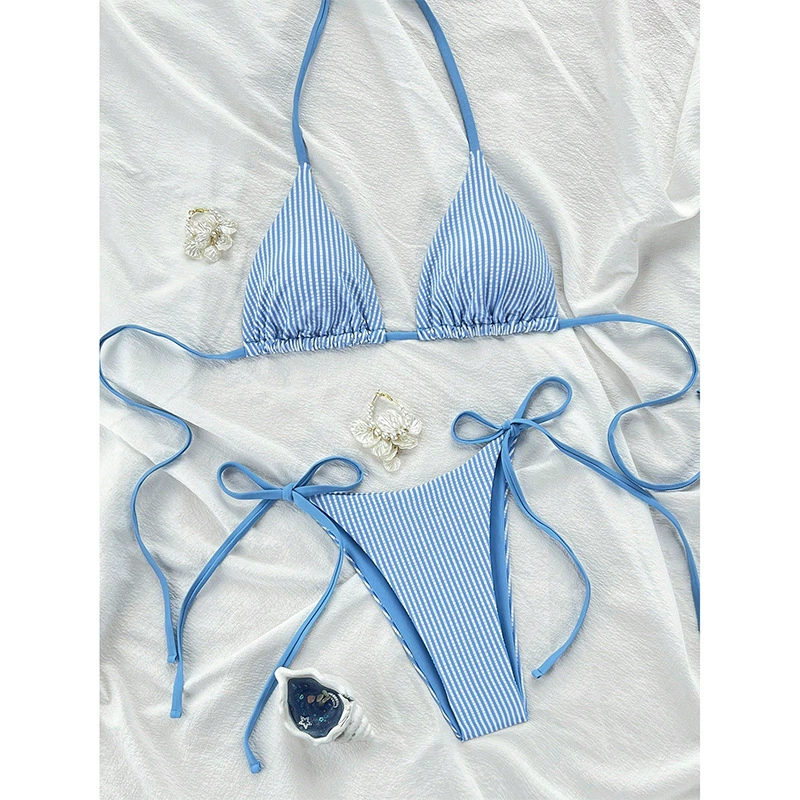 Halter Triangle Bikini Set with Side Tie Bottom view 6