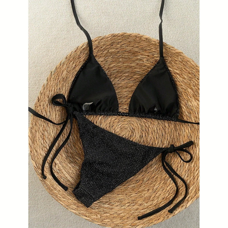 Triangle Halter Bikini Set with Side Tie Bottoms view 3