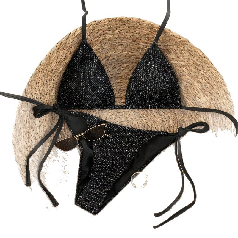 Triangle Halter Bikini Set with Side Tie Bottoms view 5