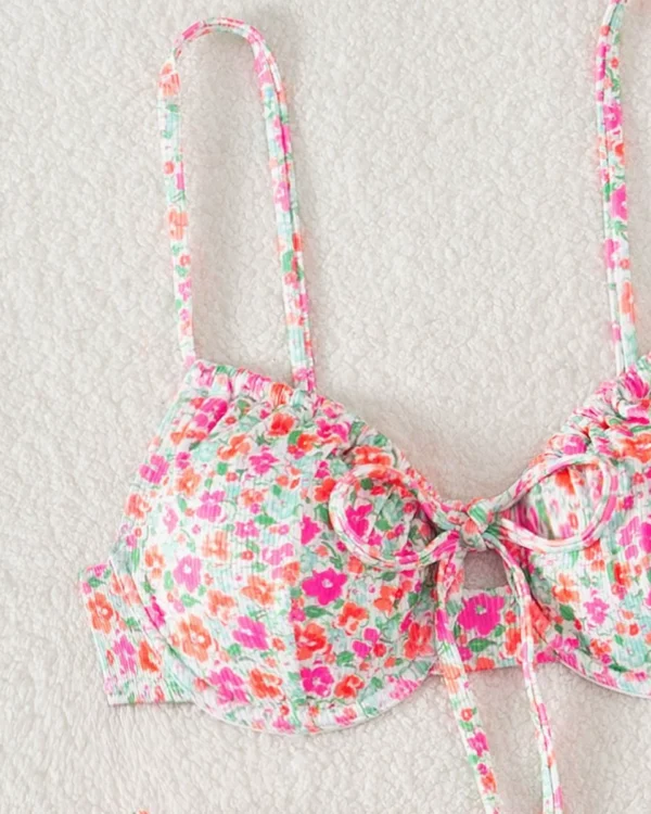 Tie Front Underwire Bikini Set with High Cut Bottoms