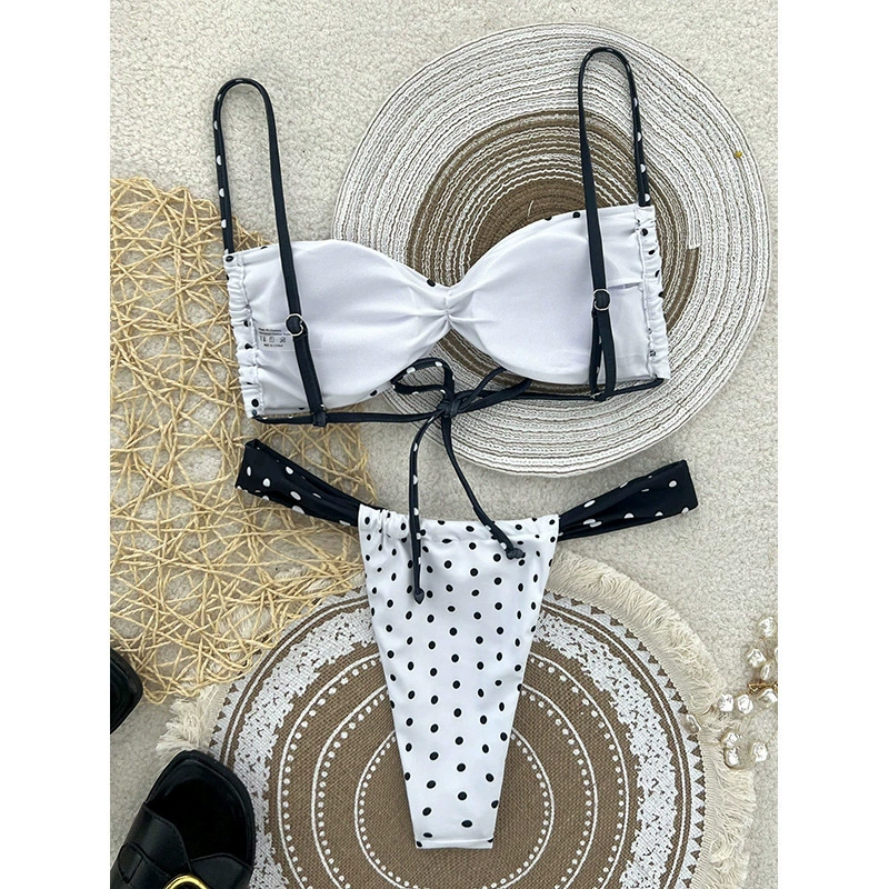 Twist Front Bandeau Bikini Set with Side Tie Bottoms view 4