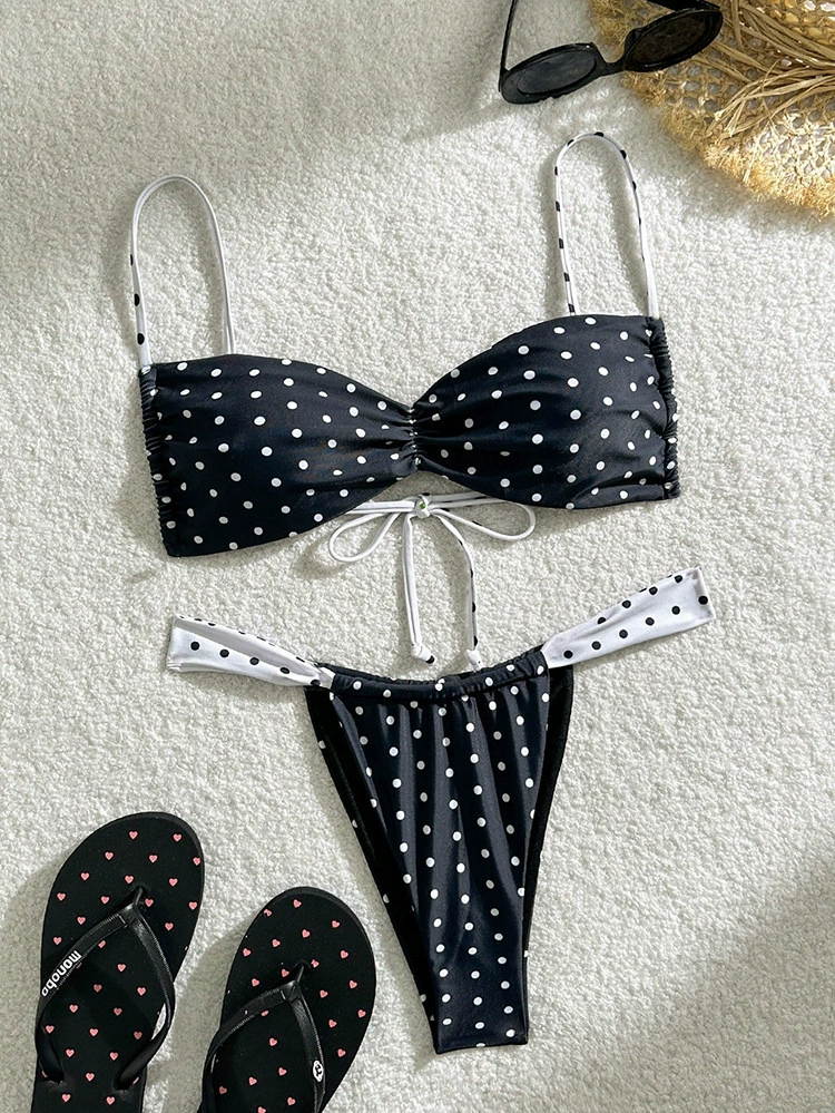 Twist Front Bandeau Bikini Set with Side Tie Bottoms view 7