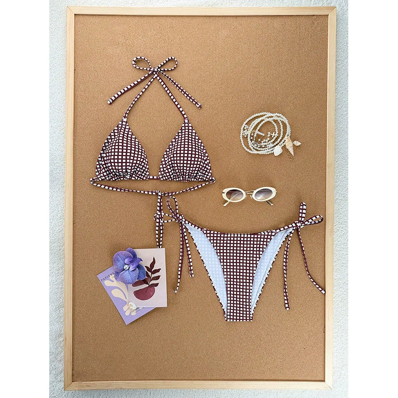 Two-Piece String Bikini Set with Triangle Top and Side-Tie Bottom view 8