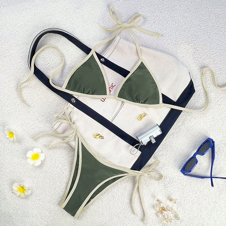 Two-Piece Triangle Bikini Set with Halter Neck and Side Ties view 10