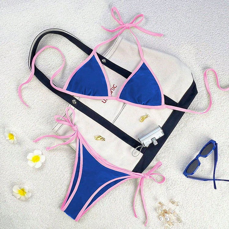 Two-Piece Triangle Bikini Set with Halter Neck and Side Ties view 12