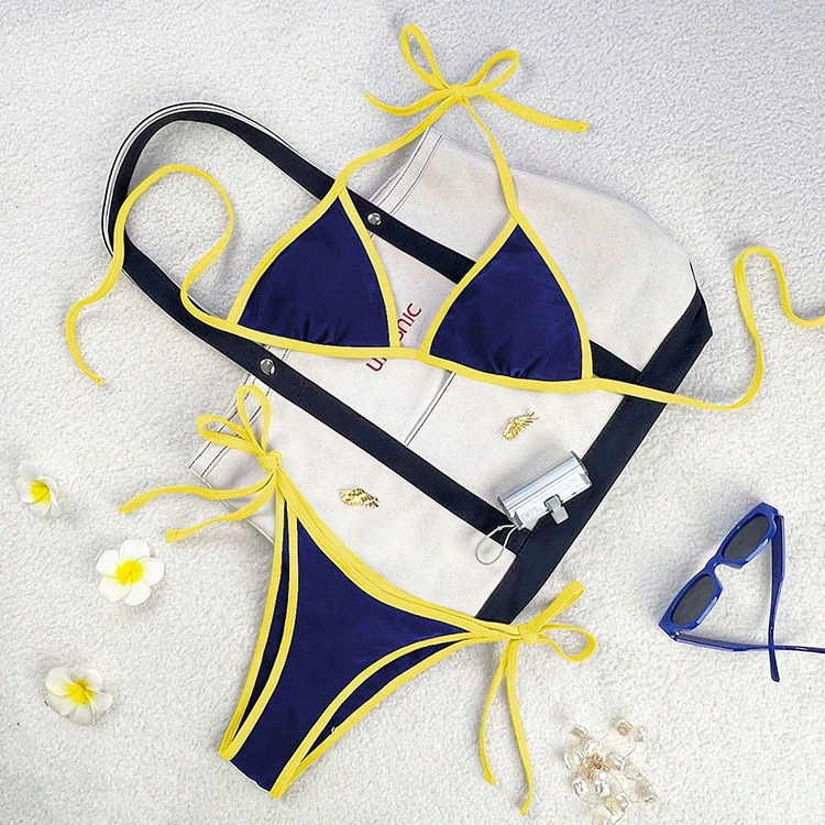 Two-Piece Triangle Bikini Set with Halter Neck and Side Ties view 7