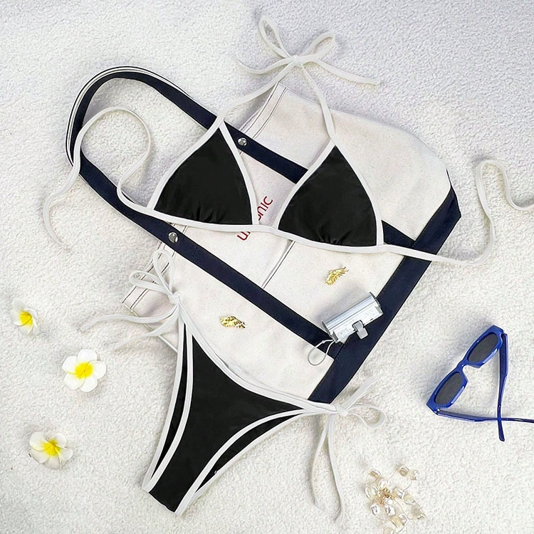 Two-Piece Triangle Bikini Set with Halter Neck and Side Ties view 8