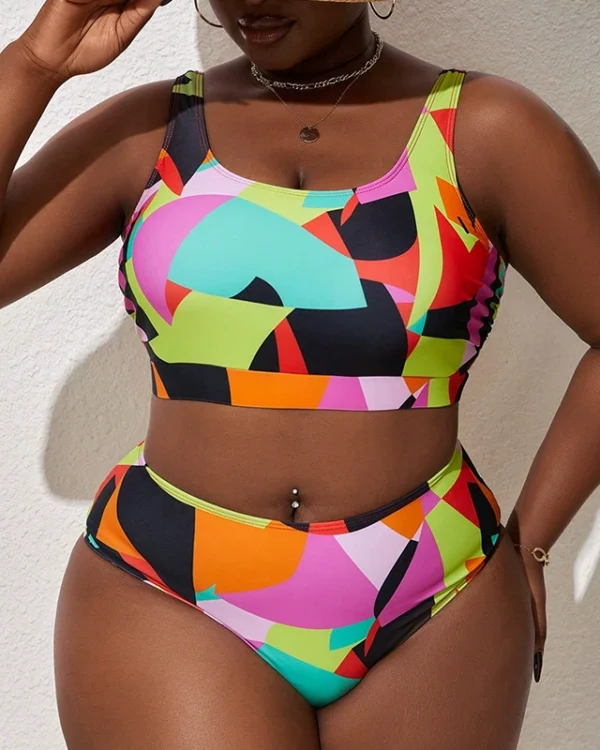 Bikini de dos piezas para mujer con top corto y parte inferior de talle alto