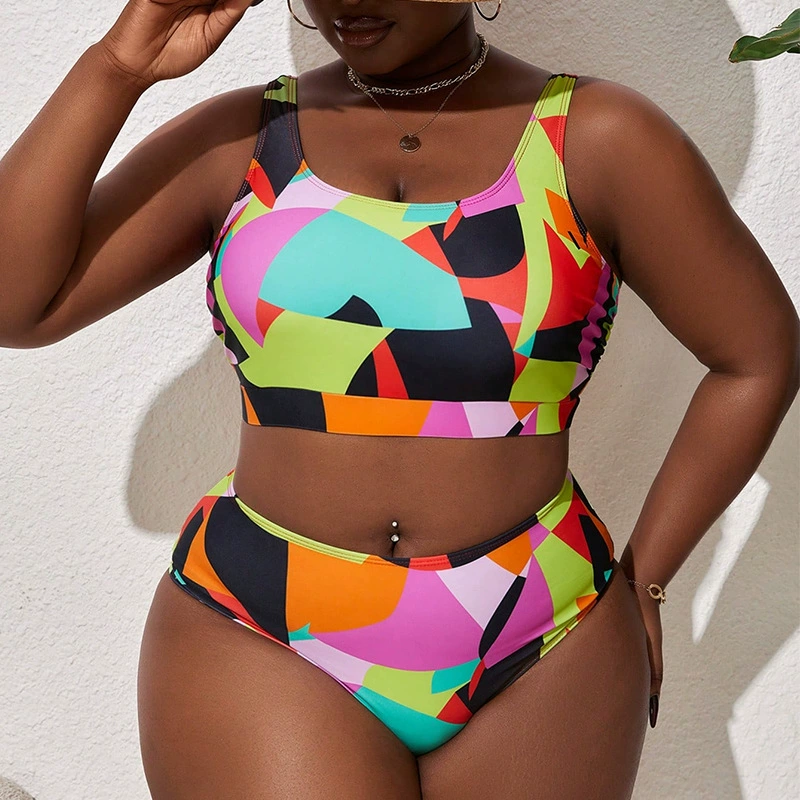 Women’s Two-Piece Bikini Set with Crop Top and High Waist Bottom