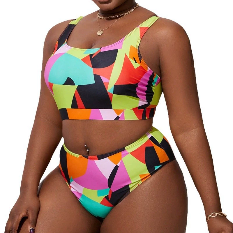 Women's Two-Piece Bikini Set with Crop Top and High Waist Bottom view 5