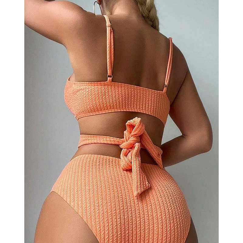 Two-Piece Wrap Bikini Set with High-Waisted Bottoms view 3