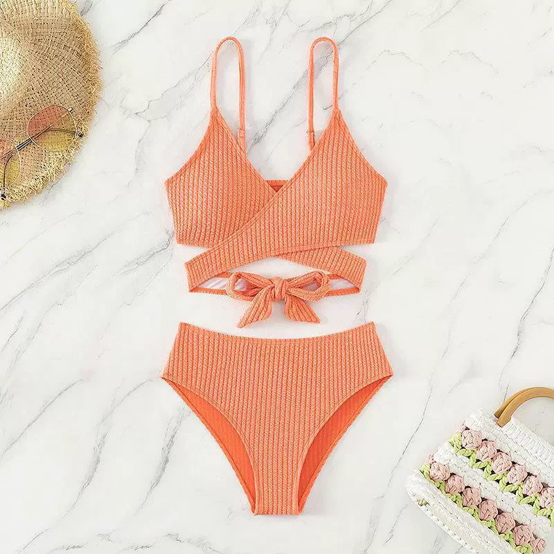 Two-Piece Wrap Bikini Set with High-Waisted Bottoms view 4
