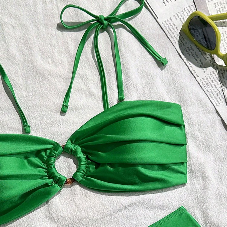 Two-Piece Bikini Set with Ring-Front Bandeau Top and High-Waist Bottoms view 4
